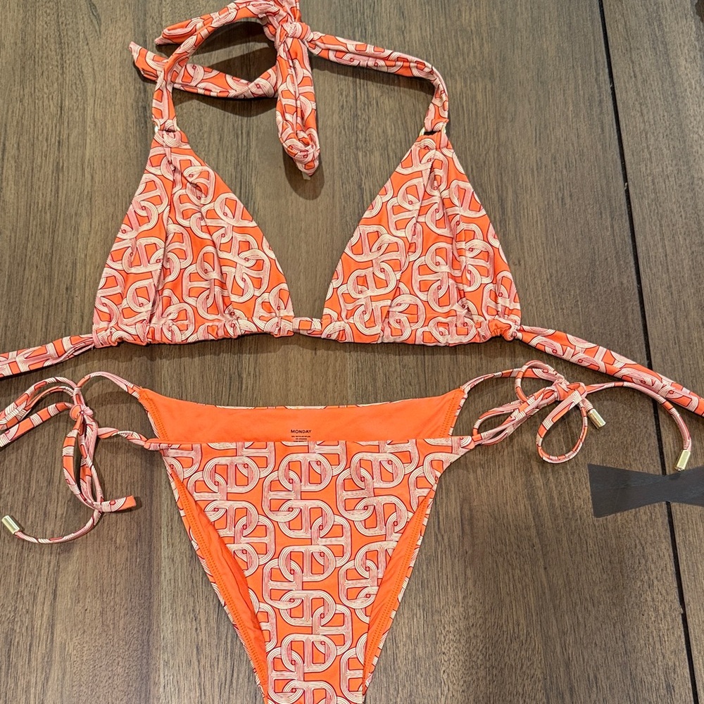 Monday Swimwear Orange Patterned Bikini